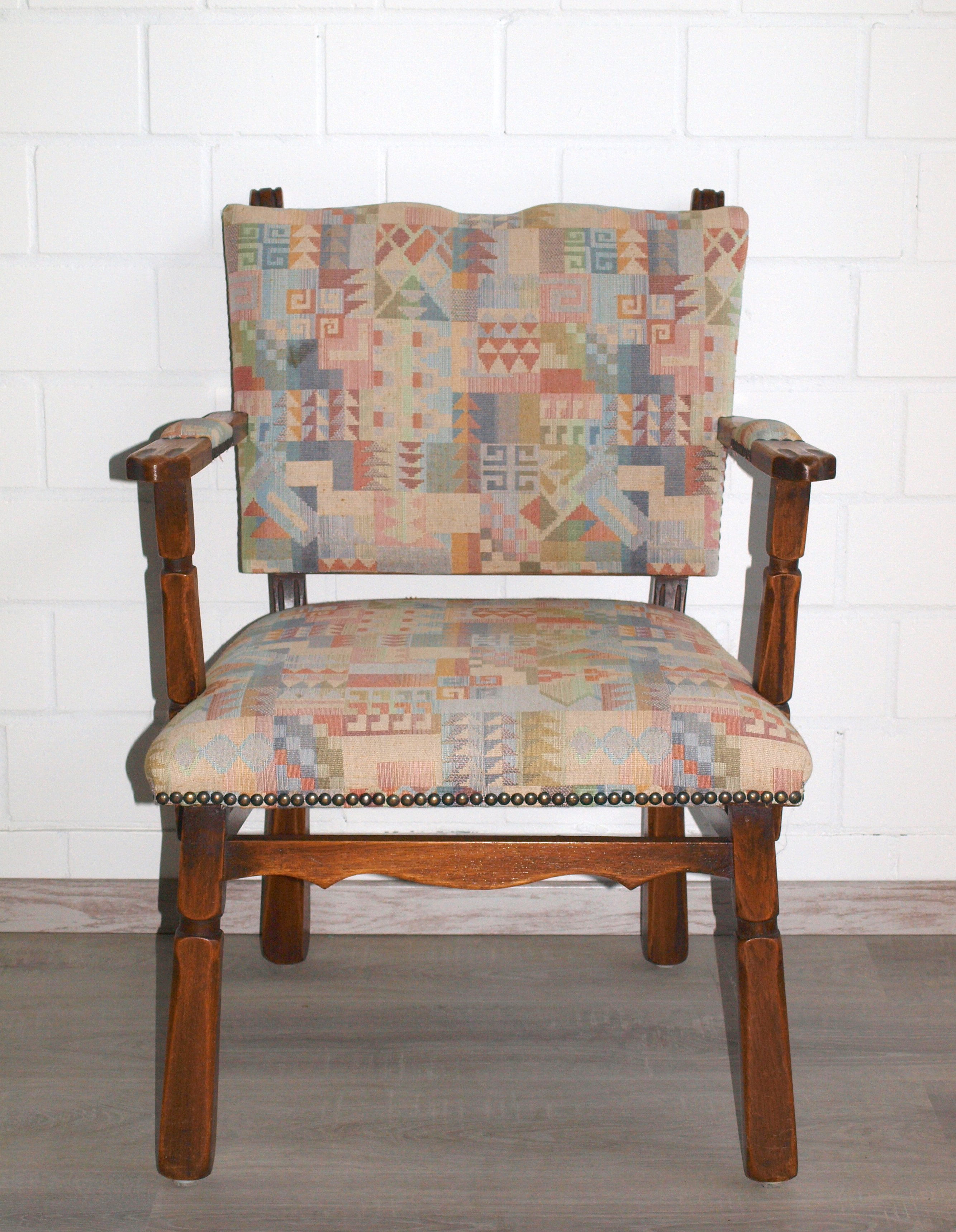 Stuhl (Nr.175) Karminstuhl antik Stoff Massivholz