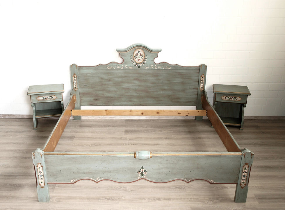 Miniaturbild: Bett (Nr.1308) Voglauer Anno 1700 altblau Doppel - Futonbett
