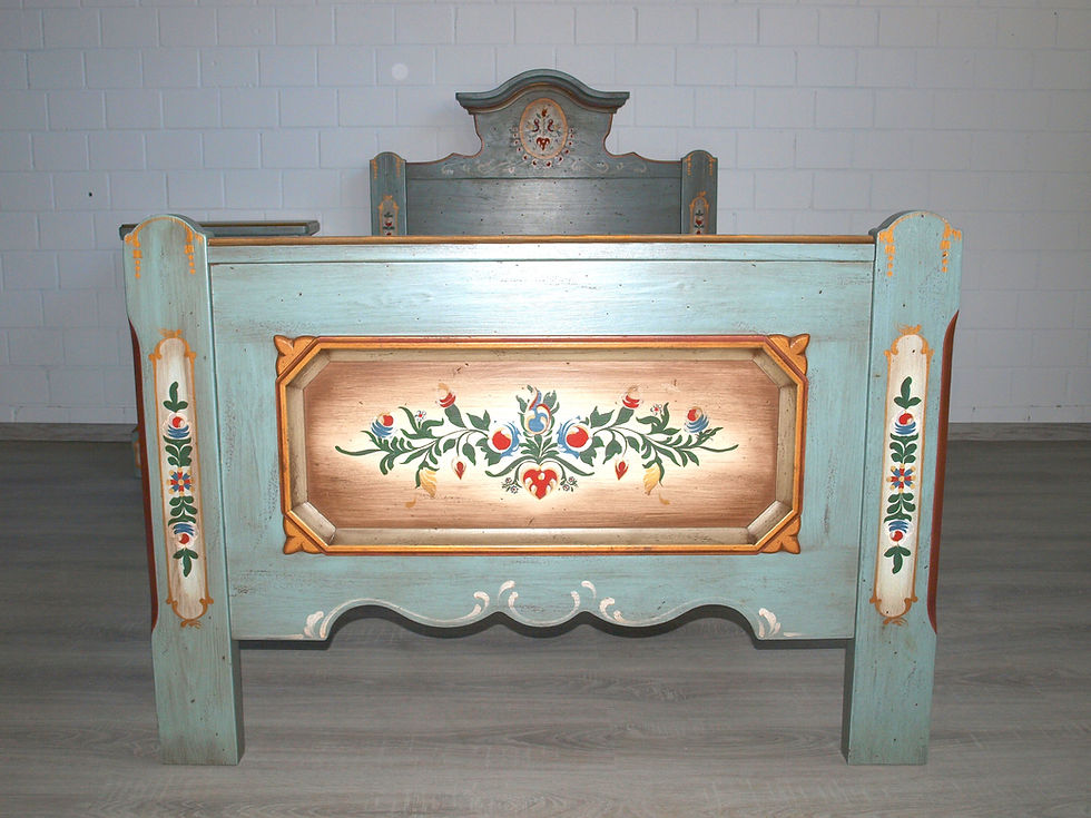 Miniaturbild: Bett (Nr.655) Voglauer Anno 1700 Fichte altblau inkl. Nachtschrank