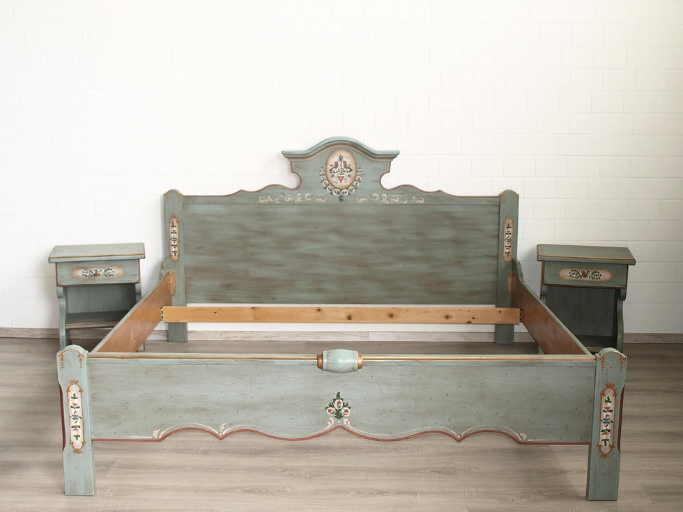 Miniaturbild: Bett (Nr.1308) Voglauer Anno 1700 altblau Doppel - Futonbett