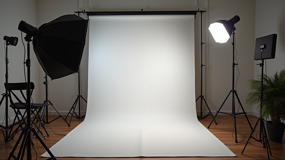 eye-level view of a photo studio setup for passport photos