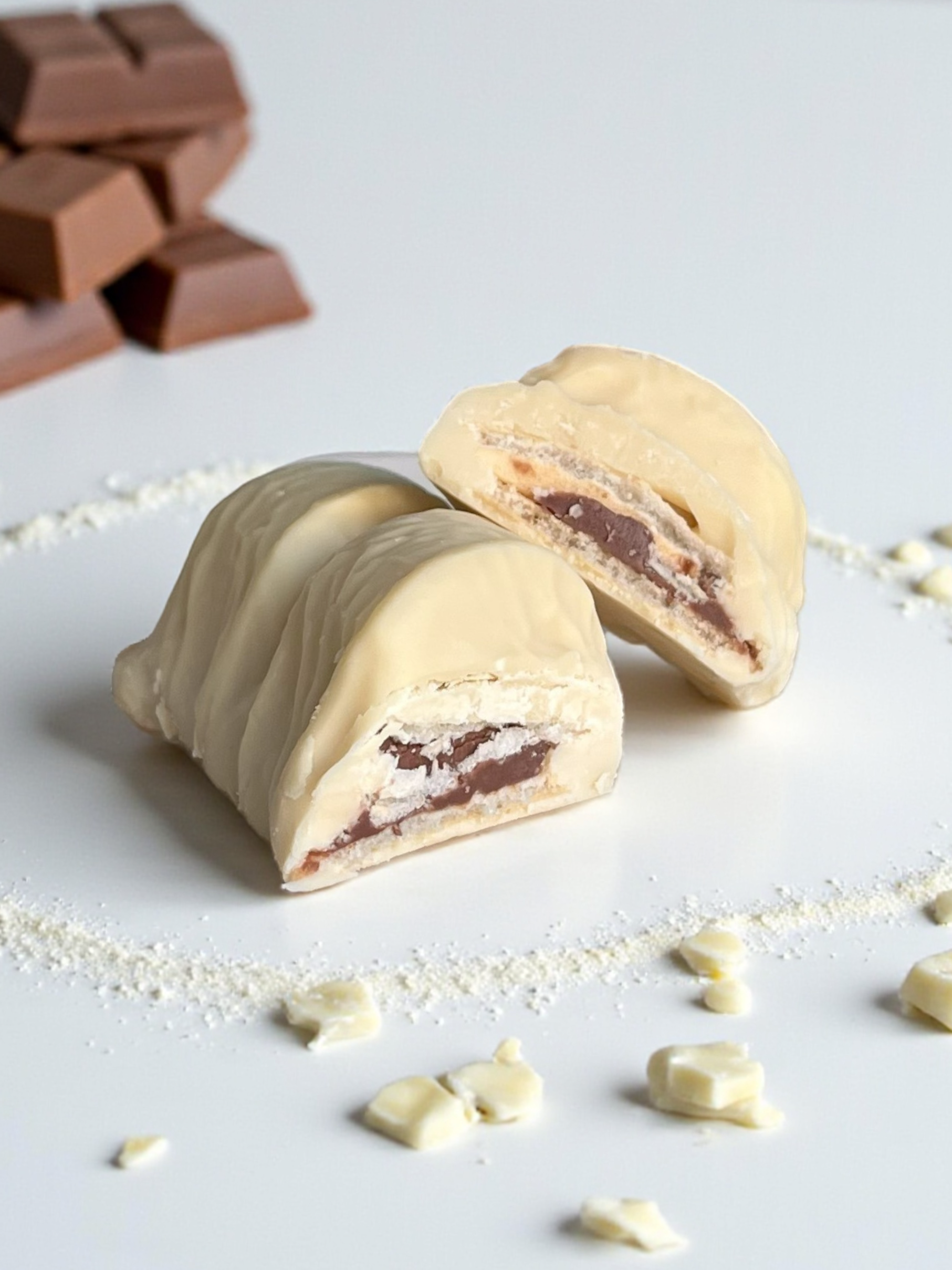 Wafel en roomwitte chocolade met giandujacrème