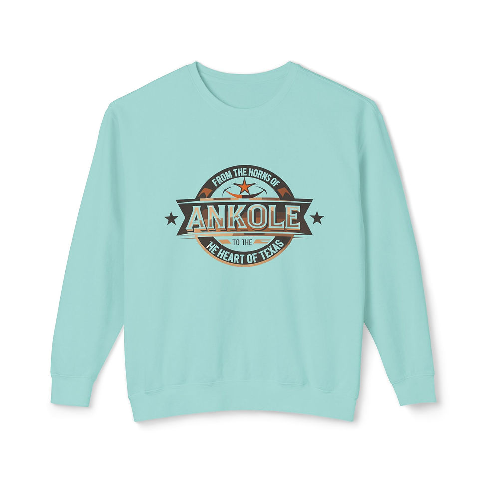 Thumbnail: Ankole to Texas Themed Unisex Lightweight Crewneck Sweatshirt, Cozy Gift 