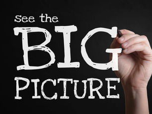 Image with text "see the big picture" illustrating the importance of looking beyond the money that a church capital campaign raises and seeing the spiritual impact instead.