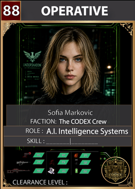Character card of Sofia Marcovic from the UnderShadow universe.