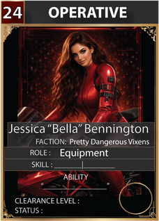 Character card of Jessica "Bella" Bennington from the UnderShadow universe.