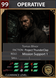 Character card of Tomas Blixor from the UnderShadow universe.