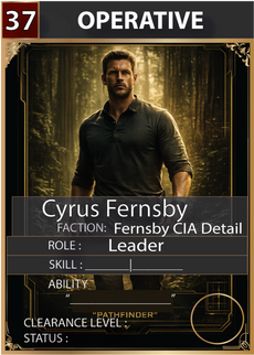 Character card of Cyrus Fernsby from the UnderShadow universe.