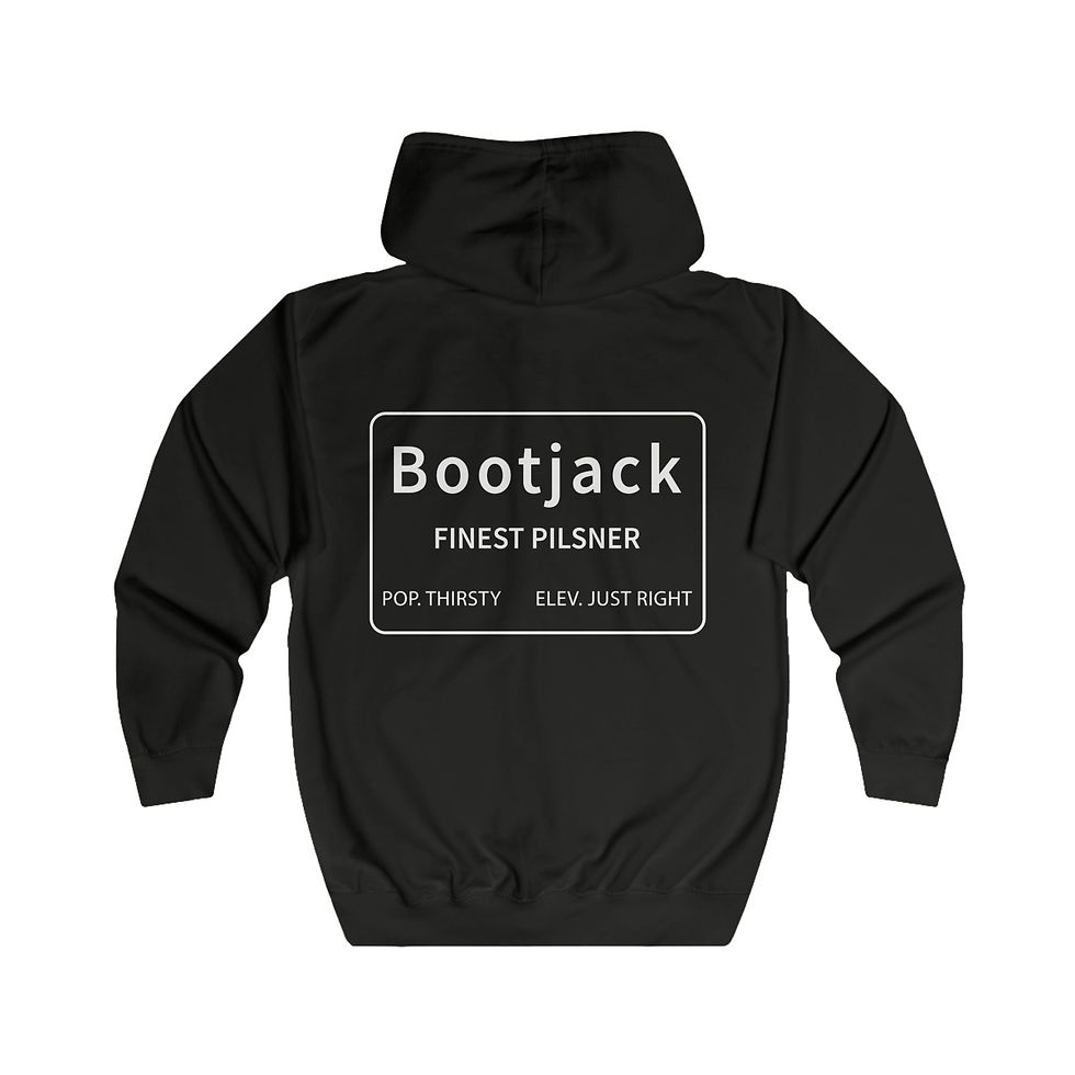 Thumbnail: Unisex Full Zip Hoodie - Bootjack Finest Pilsner Design
