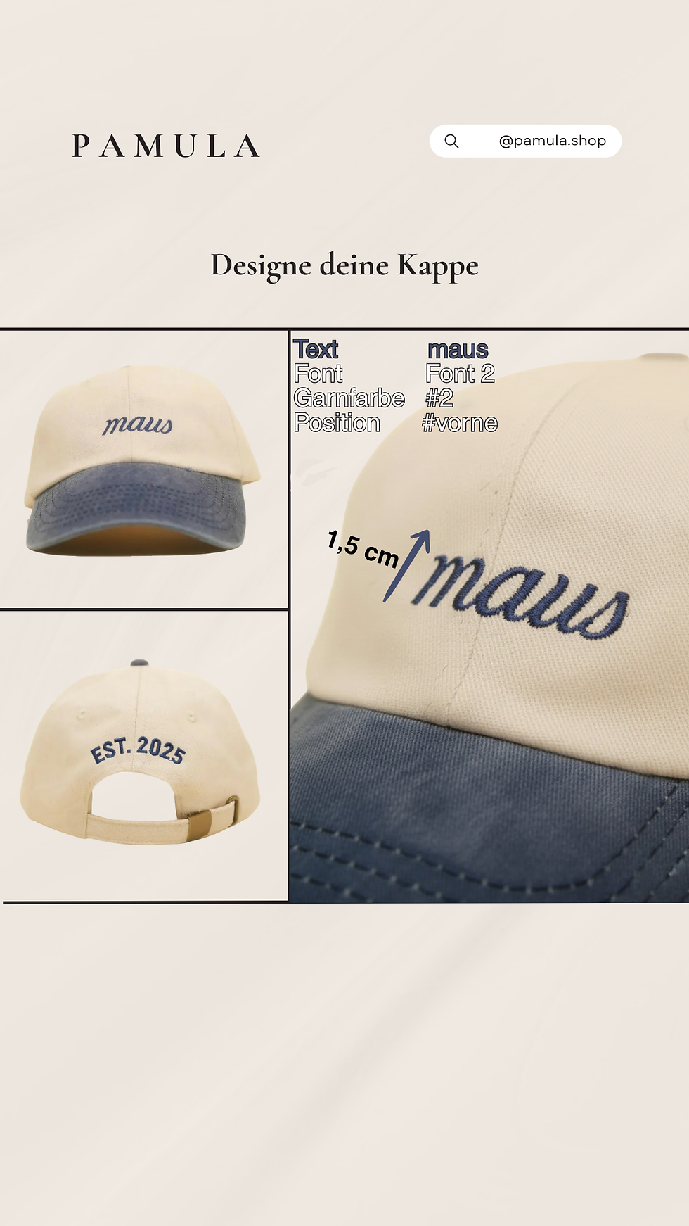 Miniaturbild: Vintage Baseball Kappe mit personalisierter Stickerei aus Baumwolle – individuell bestickt in Deutschland