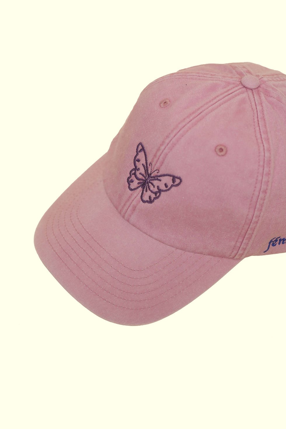 Miniaturbild: Pamula Vintage Cap „Schmetterling“ aus 100 % Baumwolle mit hochwertiger Schmetterlings-Stickerei und verstellbarem Verschluss