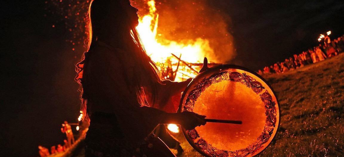 Halloween fire with bodhran