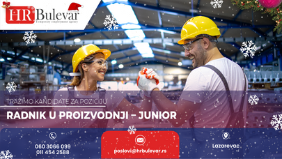 Radnik u proizvodnji - Junior | Oglas za posao, Lazarevac