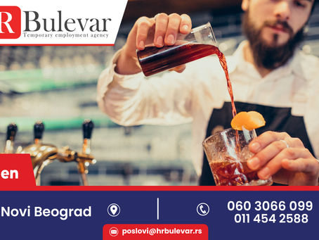 Barmen - Konobar u veganskom restoranu | Oglas za posao, Novi Beograd