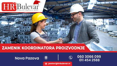 Zamenik koordinatora proizovodnje | Oglas za posao, Nova Pazova + Smeštaj