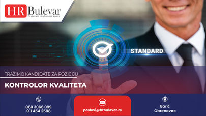 Kontrolor kvaliteta | Oglas za posao, Obrenovac