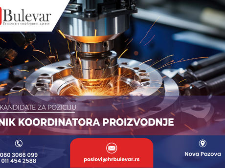 Zamenik koordinatora proizvodnje | Oglas za posao, Nova Pazova