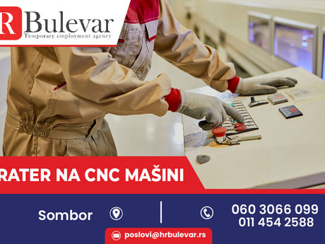 Operater na CNC mašini | Sombor, zarada 50.000 rsd. + prevoz
