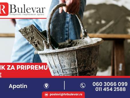 Radnik na postrojenju za pripremu mase | Oglas za posao, Apatin