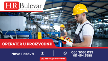 Operater u proizvodnji | Oglas za posao, Nova Pazova + smeštaj