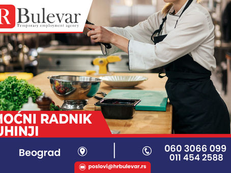Pomoćni radnik u kuhinji | Beograd + smeštaj, zarada 65.000 rsd.