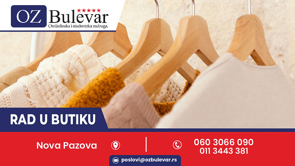 Deklarisanje robe, Omladinska zadruga Bulevar, Poslovi, Oglasi za posao, Krnješevci