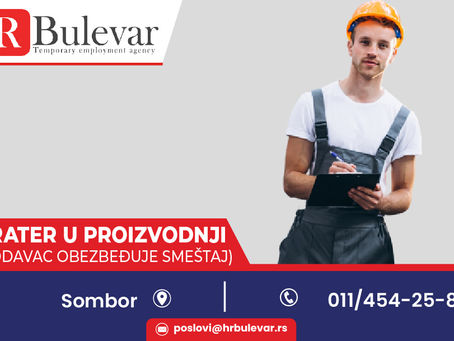 Operater u proizvodnji | svi gradovi - Sombor + obezbeđen smeštaj, zarada 50.000 - 60.000 rsd