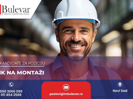 Radnik na montaži | Oglas za posao, Novi Sad