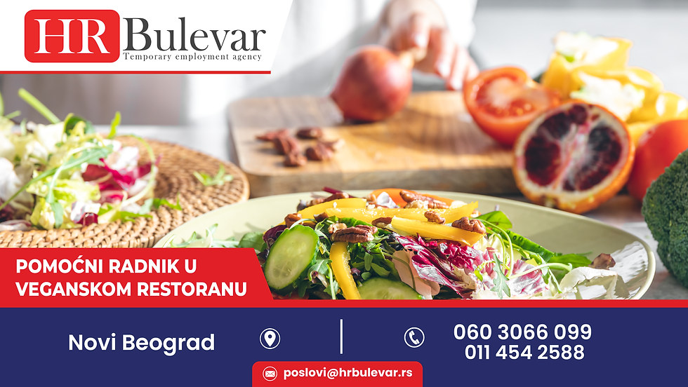 pomoćni radnik u restoranu, veganski restorani beograd, poslovi preko agencije, hr agencija bulevar, pomoćni poslovi, kuvar, kuvar poslovi, beograd