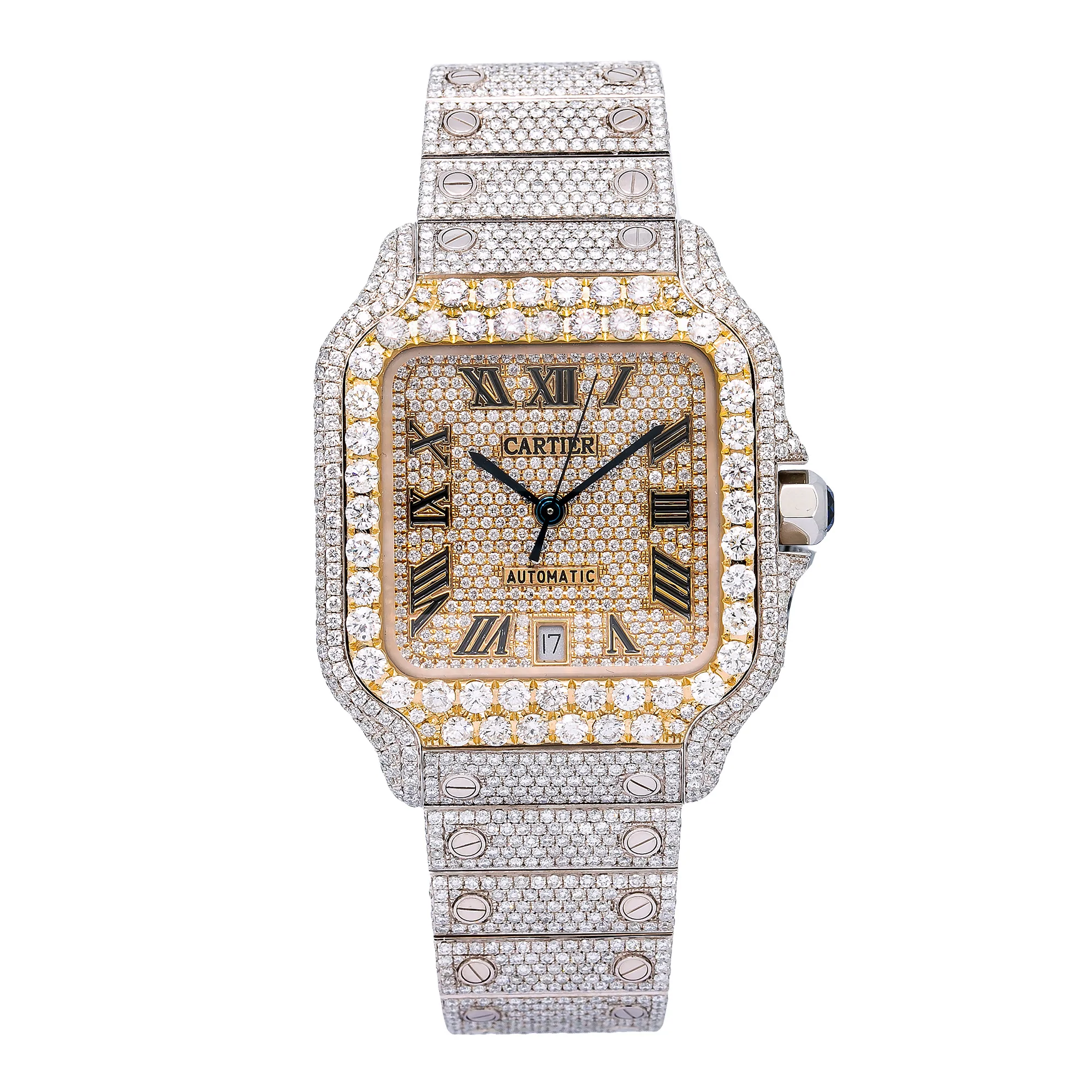 CARTIER SANTOS 40MM TWO TONE YELLOW GOLD DIAMOND DIAL WITH 19.25