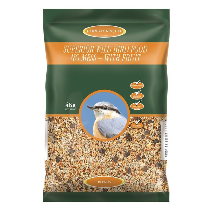 Johnston & Jeff Superior Wild Bird Food with Fruit — No Mess (4kg)