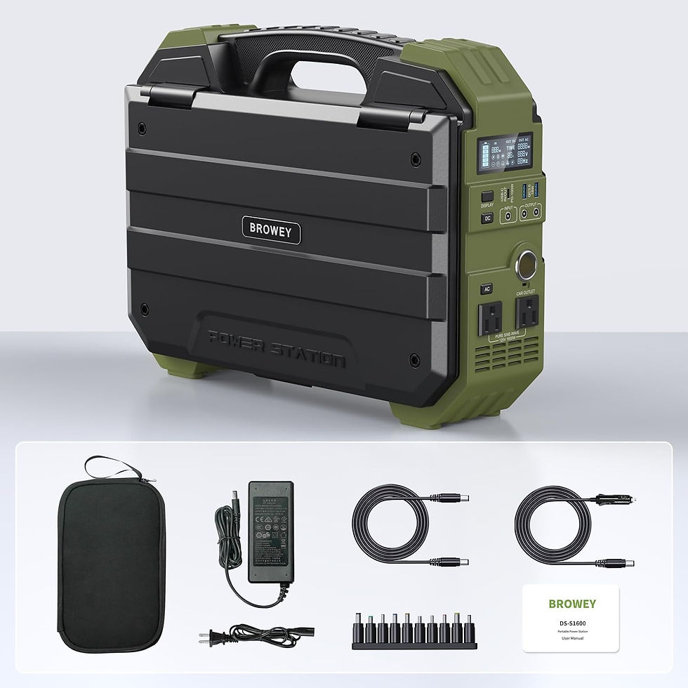 Miniaturbild: BROWEY 1600W (3200W Peak) Portable Power Station with Built-in Solar Panel