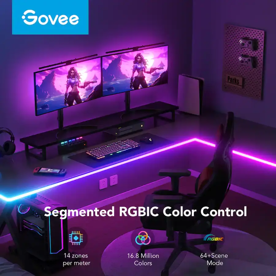 Thumbnail: RGB Gaming Desk Setup Bundle — Mouse Pad, Headphone Stand & LED Neon Light