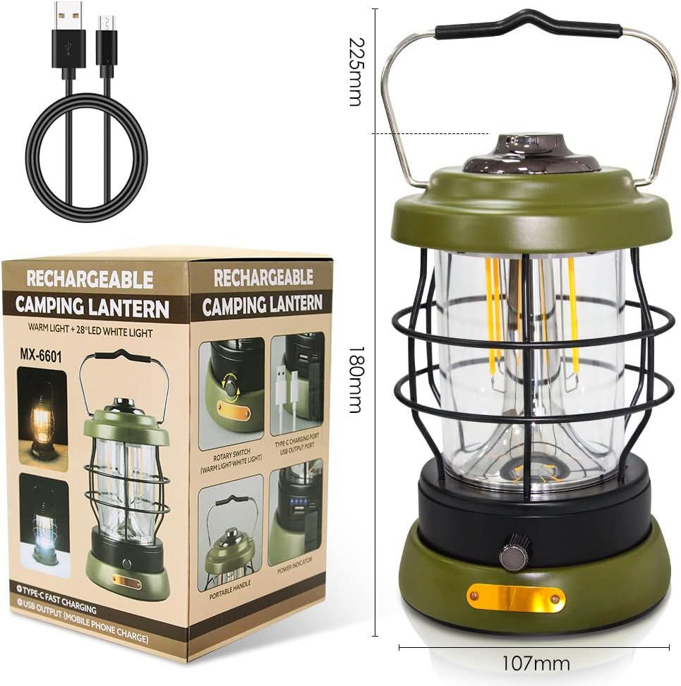 Thumbnail: Rechargeable Camping Lantern 1500 High Lumens Hurricane Camp Light 2 Modes Porta