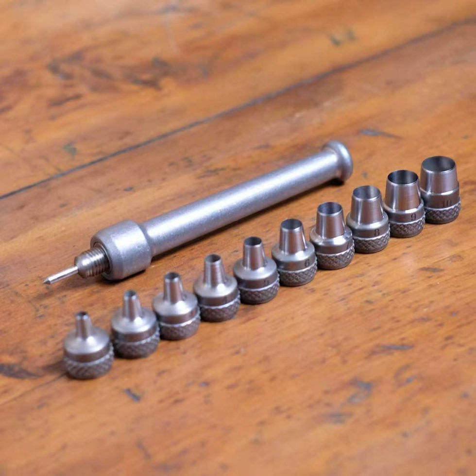 Hollow Punch Set with Spring-Loaded Centre Pin – 10 Interchangeable Tips