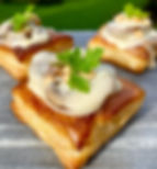 Mushroom and Bechamel Pastry with Toasted Pine Nuts and Truffle Oil