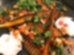 Harissa Glazed Aubergine with a Coconut and Lime Dressing and Crushed Peanuts