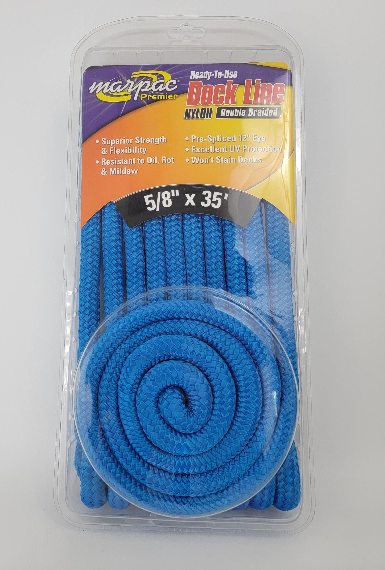 Double Braid Nylon Dock Line  (Size and Color Options)
