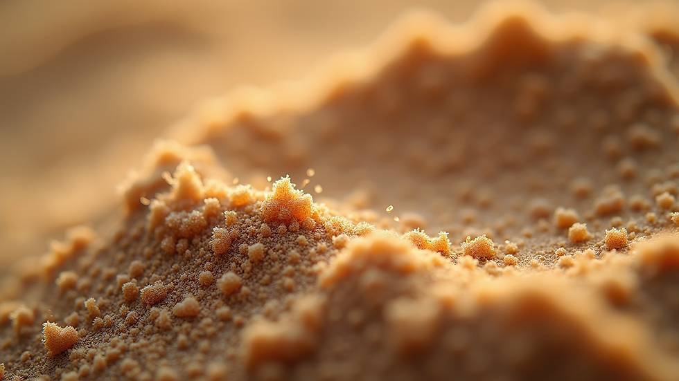 Close-up view of sandy soil particles under microscope