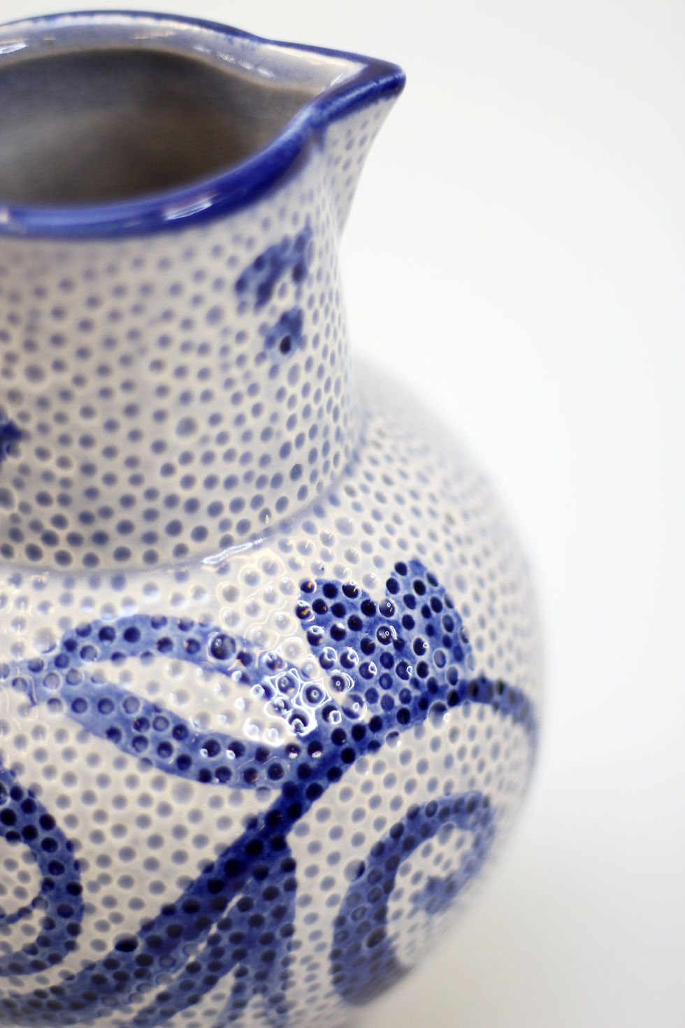 Thumbnail: VINTAGE PENNSYLVANIA STONE WEAR JAR/VASE DECORATED WITH BLUE FLOWERS