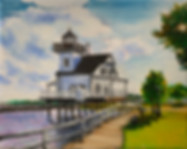 SOLD - Lighthouse, Edenton, 8' x 10' oil painting