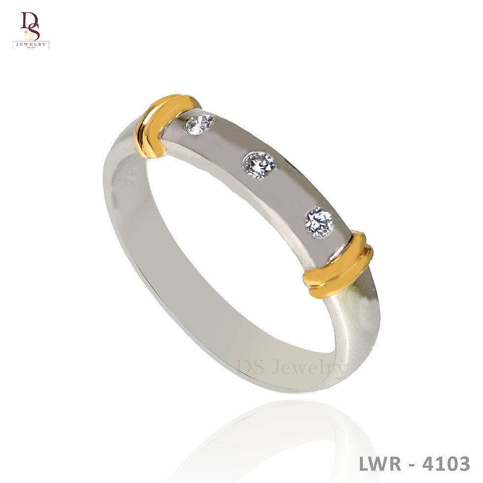 Thumbnail: 14K-WG Three Diamond  Wedding Ring