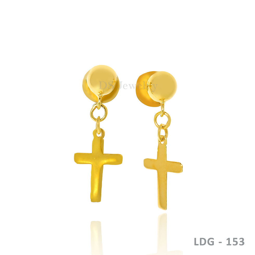 14K-YG Cross Dangling Earring