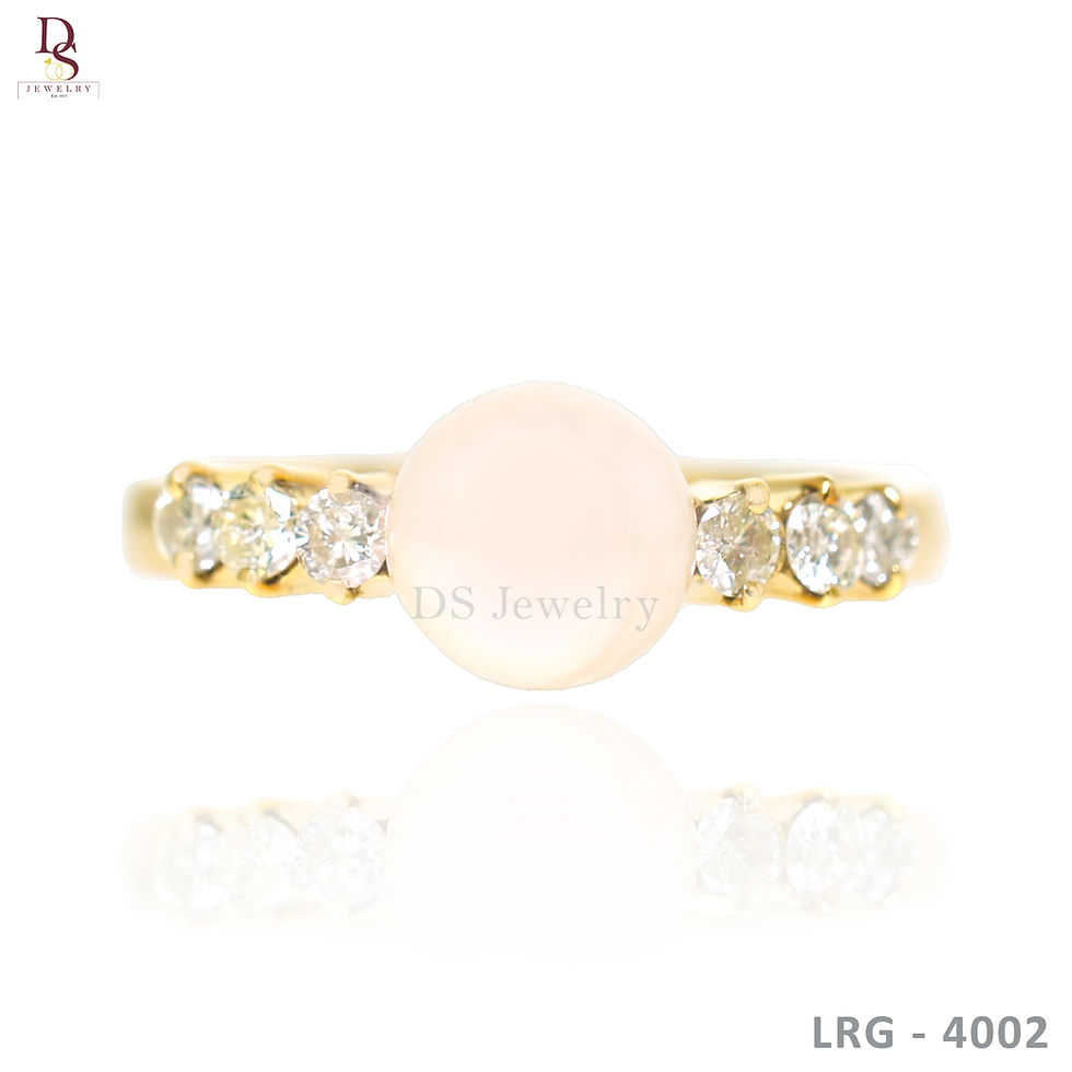 14K-YG Pearl with Side Diamond Ring