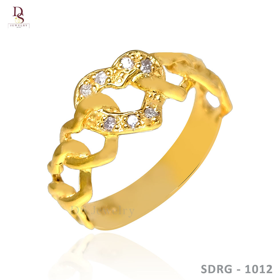 Thumbnail: 18K-YG Heart with Seven Cubic Zirconia Ring