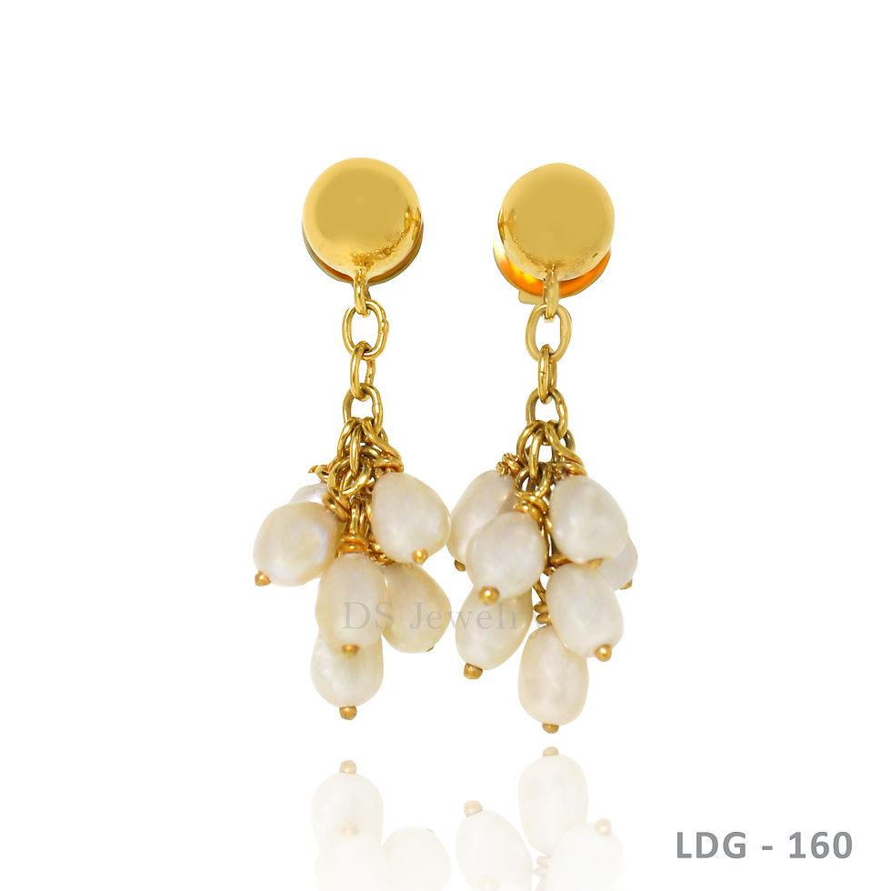 14K-YG Rice Pearls Dangling Earring