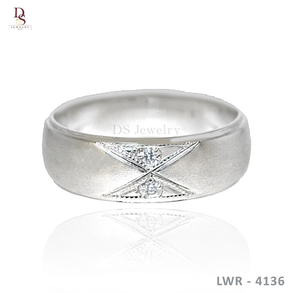 14K- WG Matte Two Diamond Wedding Ring