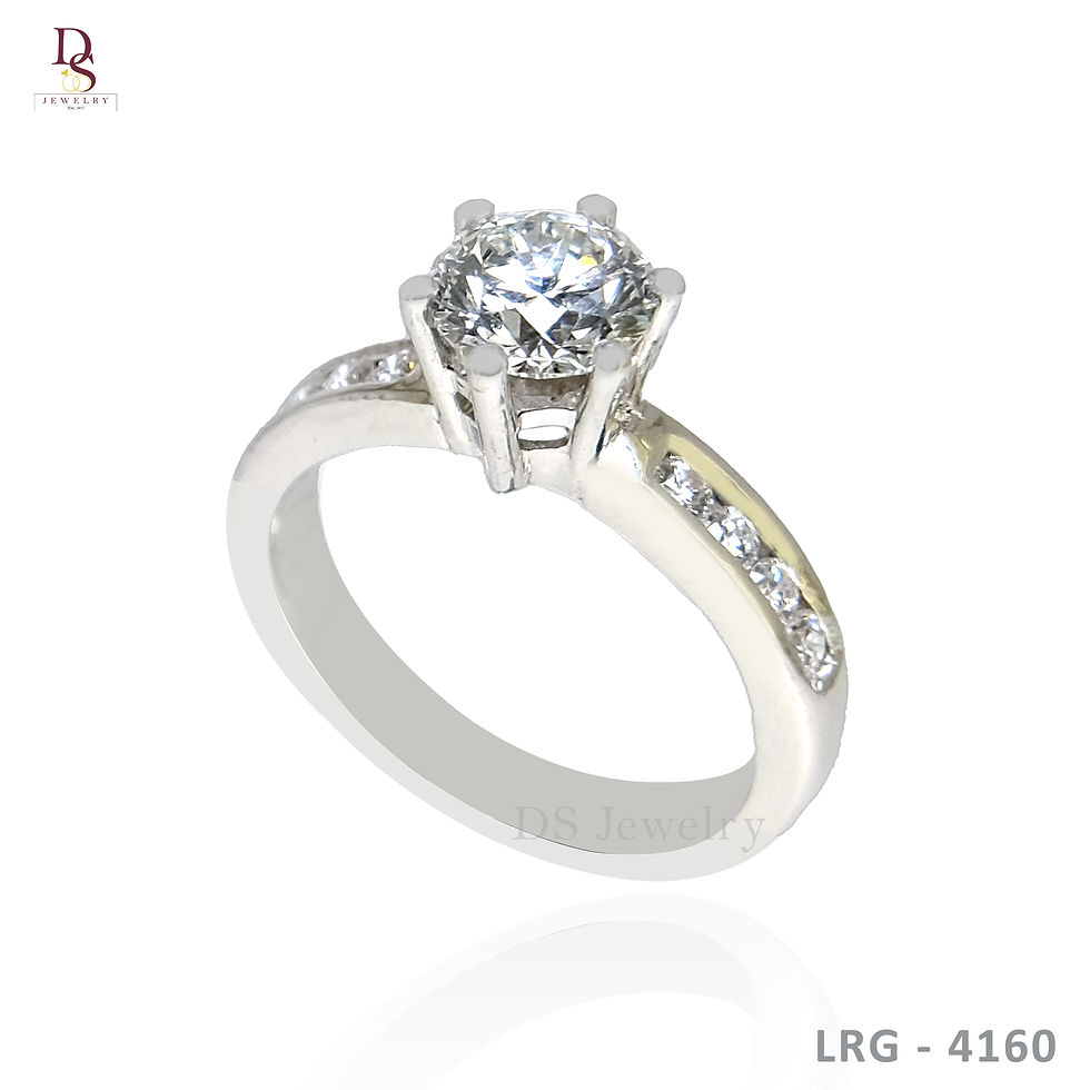 Thumbnail: 14K-WG Design with Side Lab Diamond Ring