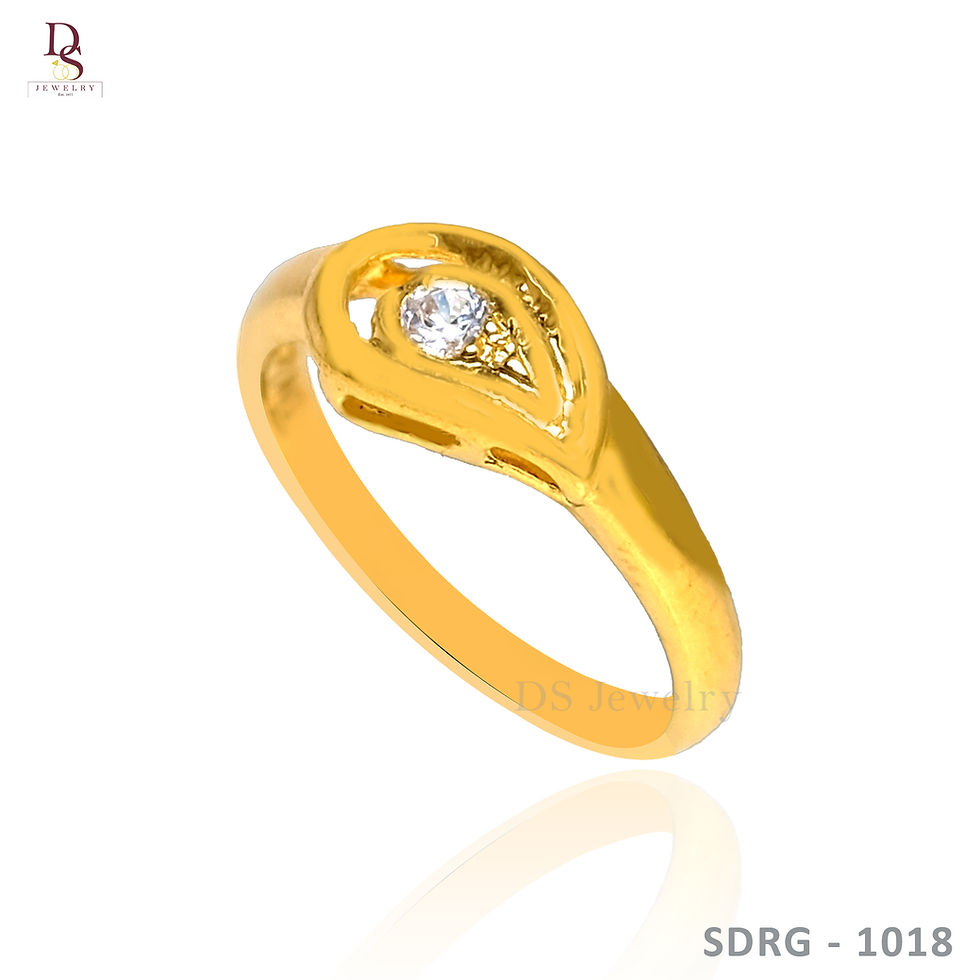 Thumbnail: 21K-YG Design with One Cubic Zirconia Kiddie Ring