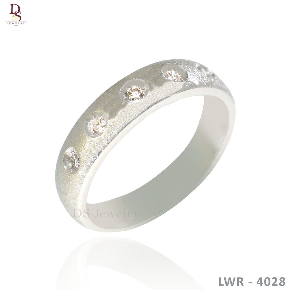 Thumbnail: 14K-WG Matte Finish Five Diamond Wedding  Ring